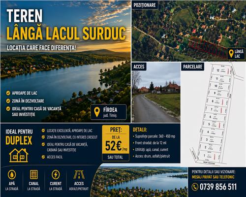 Terenuri zona Case de Vacanta  Lacul Surduc timis
